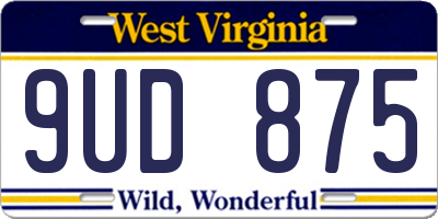WV license plate 9UD875