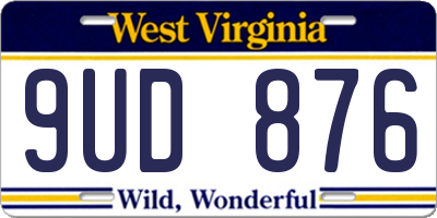 WV license plate 9UD876