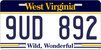 WV license plate 9UD892