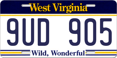 WV license plate 9UD905
