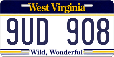 WV license plate 9UD908