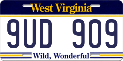 WV license plate 9UD909