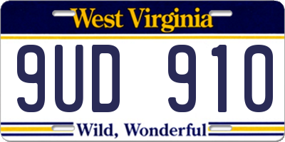 WV license plate 9UD910