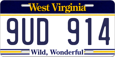 WV license plate 9UD914