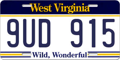WV license plate 9UD915
