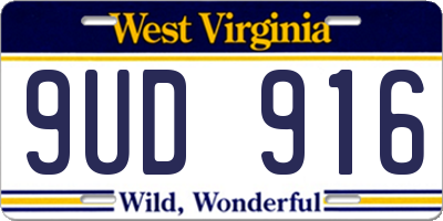WV license plate 9UD916