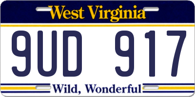 WV license plate 9UD917
