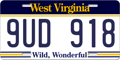 WV license plate 9UD918