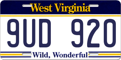 WV license plate 9UD920