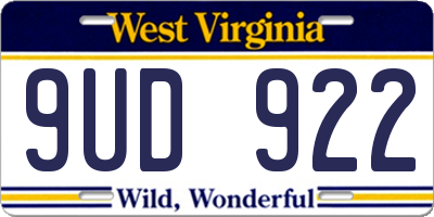 WV license plate 9UD922