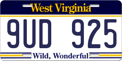WV license plate 9UD925