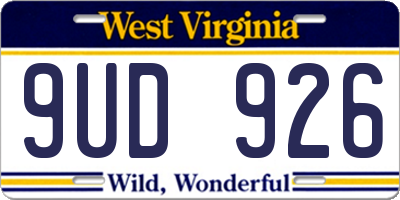 WV license plate 9UD926