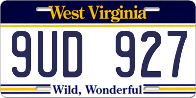 WV license plate 9UD927
