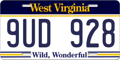 WV license plate 9UD928