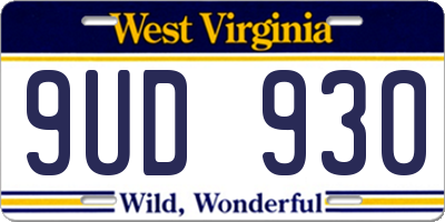 WV license plate 9UD930