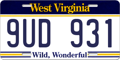 WV license plate 9UD931