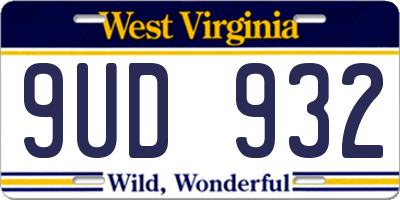 WV license plate 9UD932