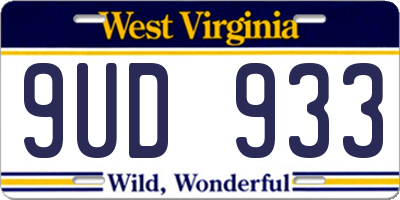 WV license plate 9UD933