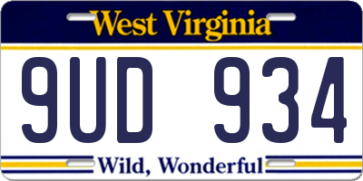 WV license plate 9UD934