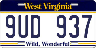 WV license plate 9UD937