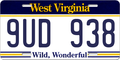 WV license plate 9UD938