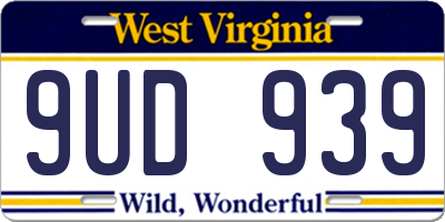 WV license plate 9UD939
