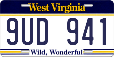 WV license plate 9UD941