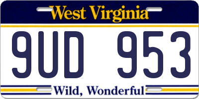 WV license plate 9UD953