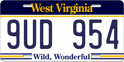 WV license plate 9UD954