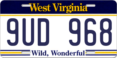 WV license plate 9UD968