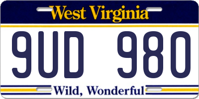 WV license plate 9UD980