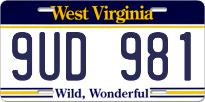 WV license plate 9UD981