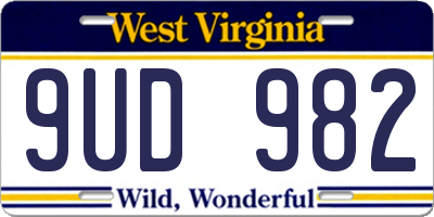WV license plate 9UD982