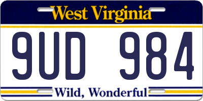 WV license plate 9UD984