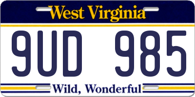 WV license plate 9UD985
