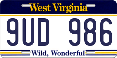 WV license plate 9UD986