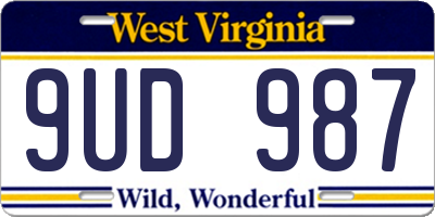 WV license plate 9UD987