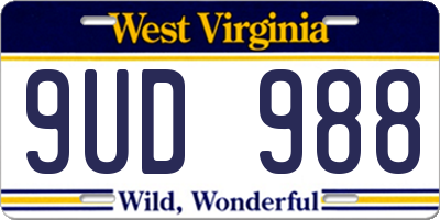 WV license plate 9UD988