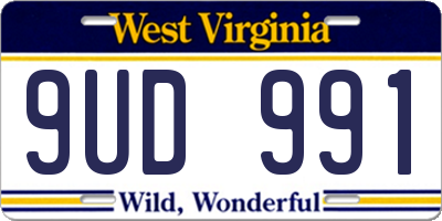 WV license plate 9UD991