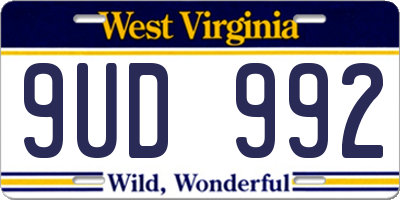 WV license plate 9UD992