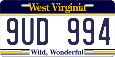 WV license plate 9UD994