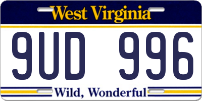 WV license plate 9UD996