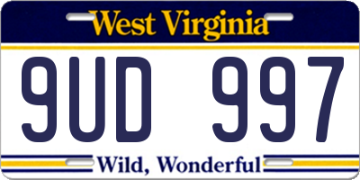 WV license plate 9UD997