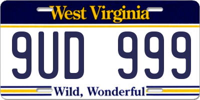 WV license plate 9UD999