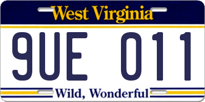 WV license plate 9UE011