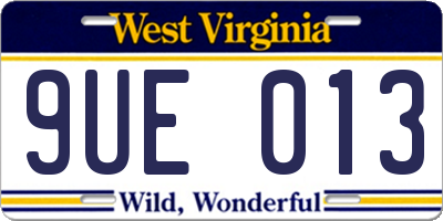 WV license plate 9UE013