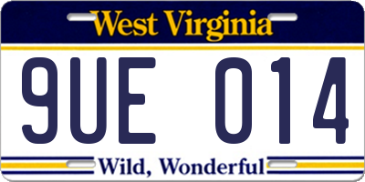 WV license plate 9UE014