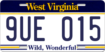 WV license plate 9UE015