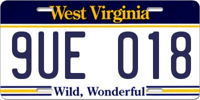 WV license plate 9UE018