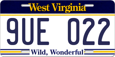 WV license plate 9UE022